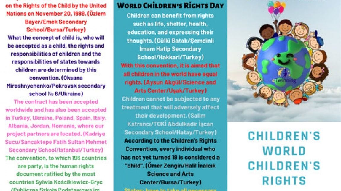 20 Kasım Dünya Çocuk Hakları Günü Etkinliğimiz